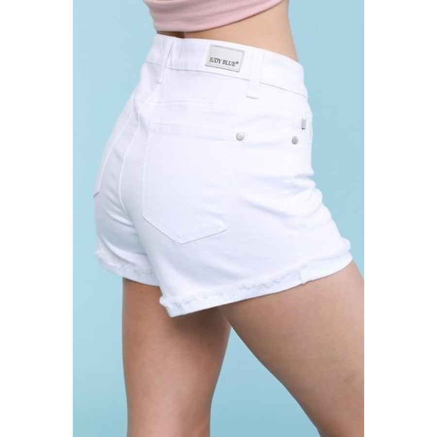 Judy Blue Denim Cuffed Shorts - White (BACKORDERED) Denim Skirt