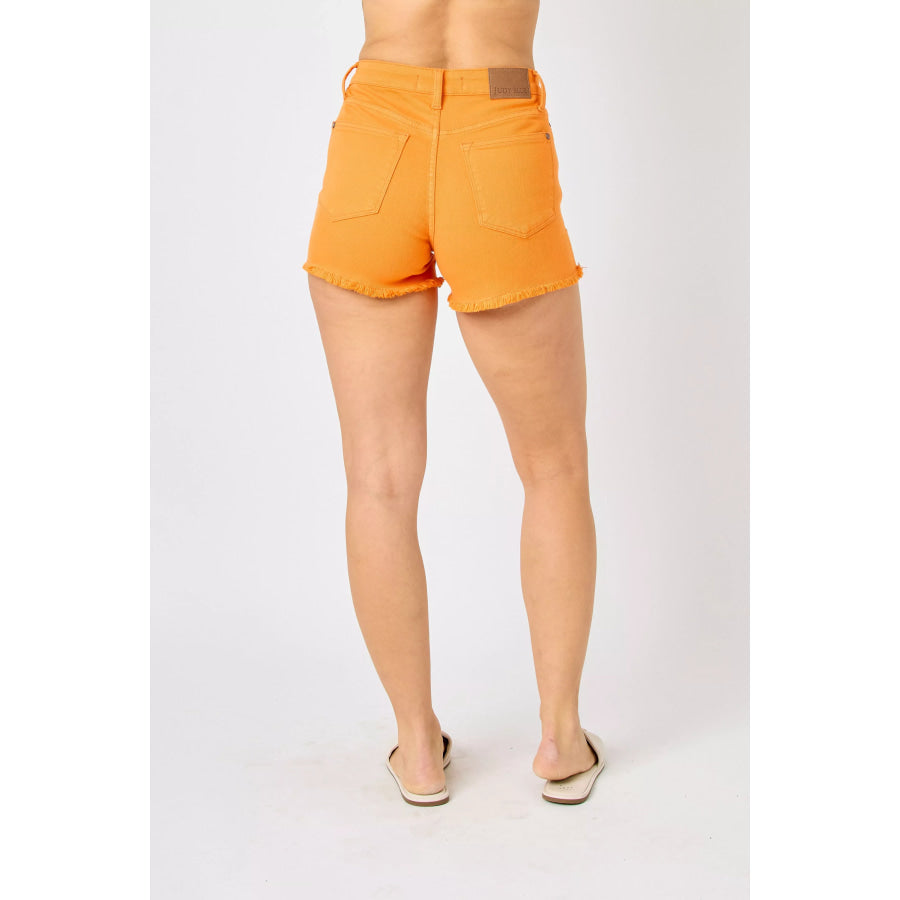 Judy Blue Fray Hem Denim Shorts Apparel and Accessories