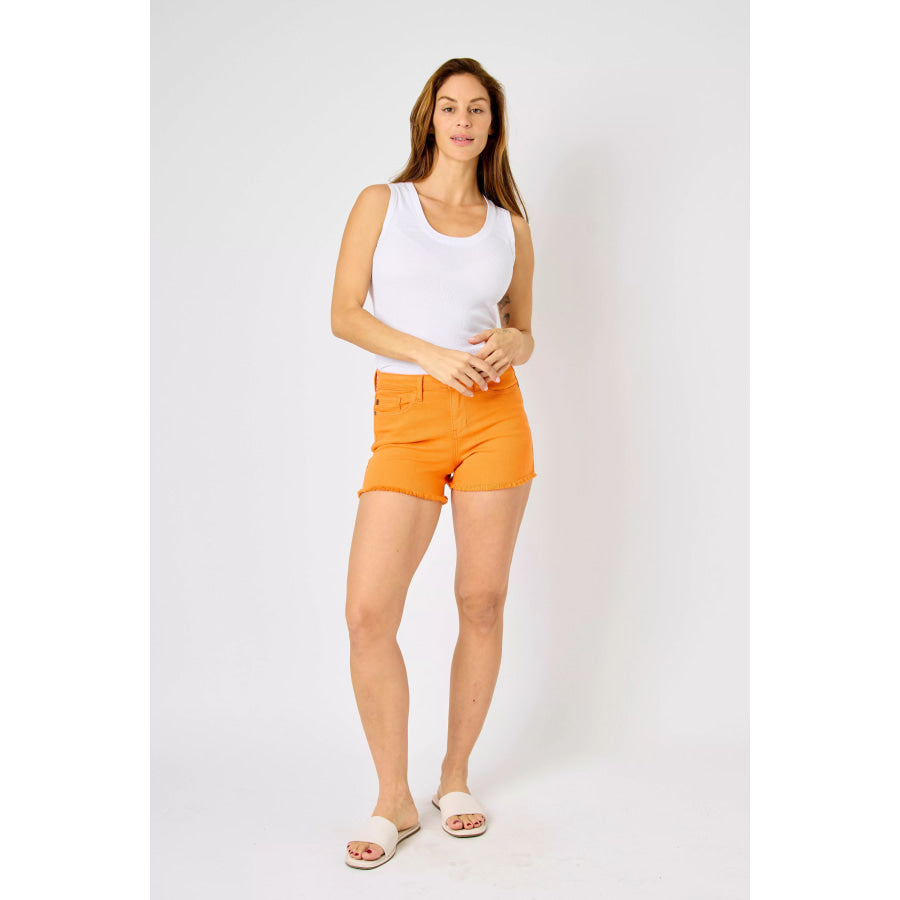 Judy Blue Fray Hem Denim Shorts Apparel and Accessories