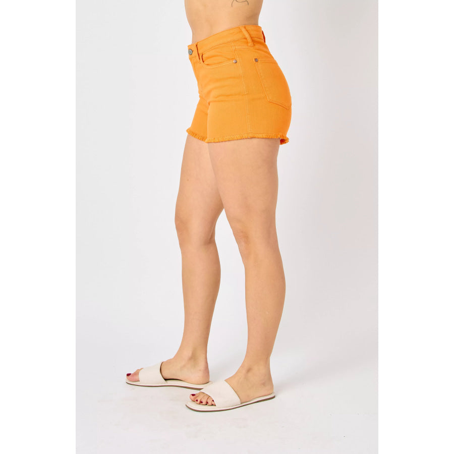 Judy Blue Fray Hem Denim Shorts Apparel and Accessories