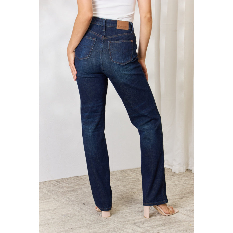 Judy Blue Full Size Button-Fly Straight Jeans Apparel and Accessories