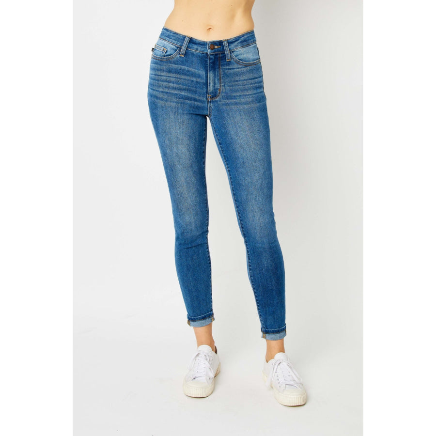 Judy Blue Full Size Cuffed Hem Skinny Jeans Medium / 0(24) Apparel and Accessories