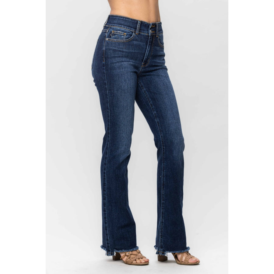 Judy Blue Full Size Frayed Hem Bootcut Jeans Apparel and Accessories