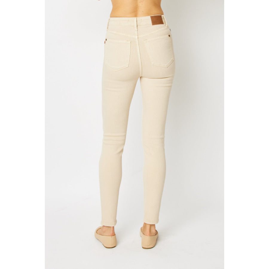 Judy Blue Full Size Garment Dyed Tummy Control Skinny Jeans BONE / 0(24) Apparel and Accessories