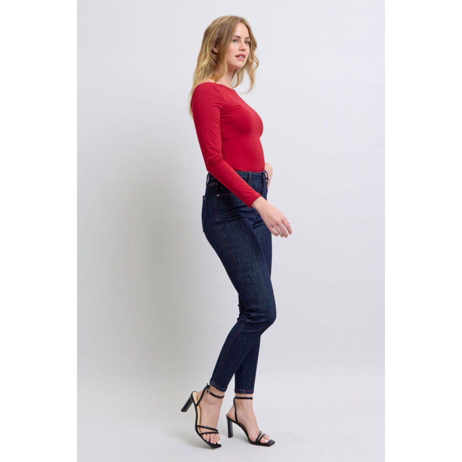 Judy Blue Full Size Heart Shaped Back Pockets Skinny Jeans Apparel and Accessories