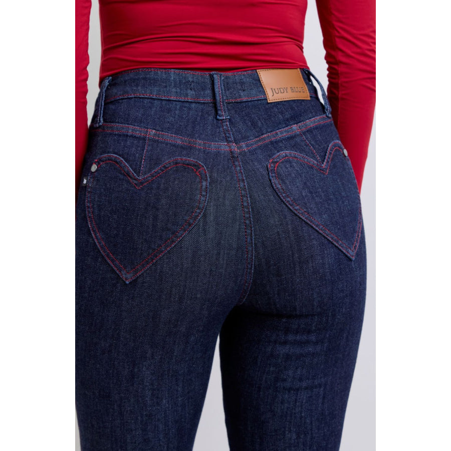 Judy Blue Full Size Heart Shaped Back Pockets Skinny Jeans Apparel and Accessories