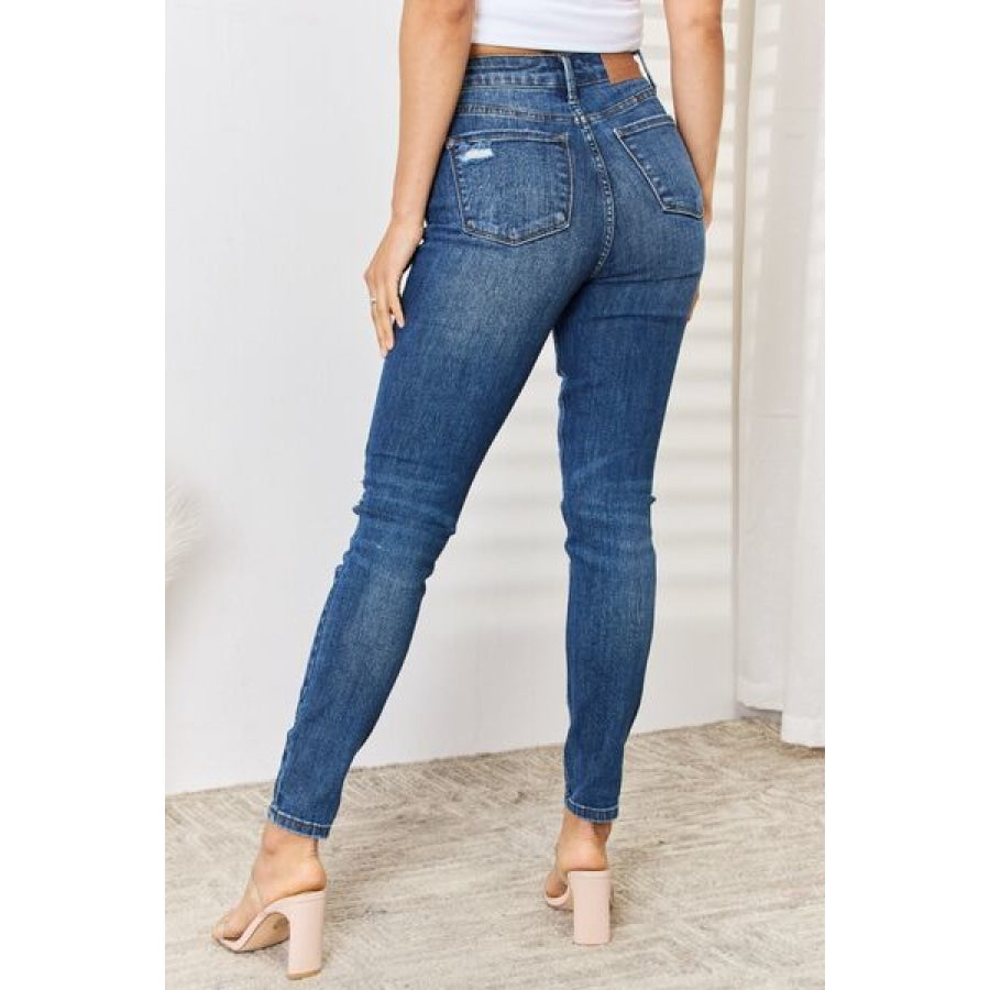 Judy Blue Full Size High Waist Distressed Slim Jeans Apparel and Accessories