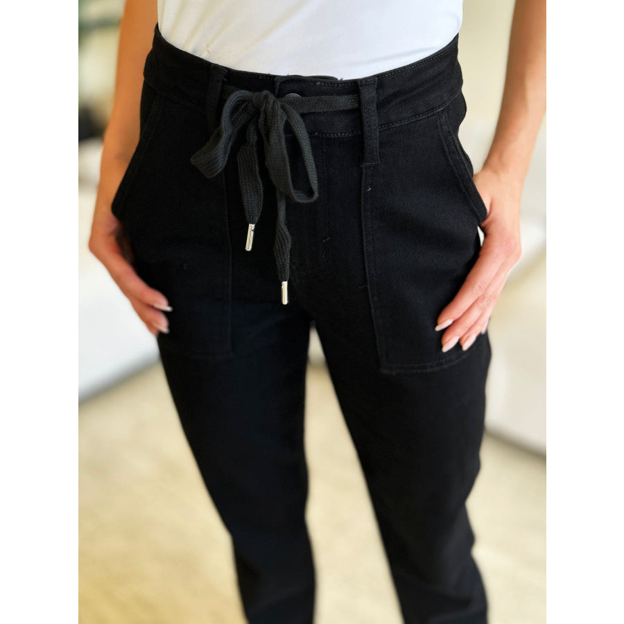 Judy Blue Full Size High Waist Double Roll Cuff Jeans Apparel and Accessories