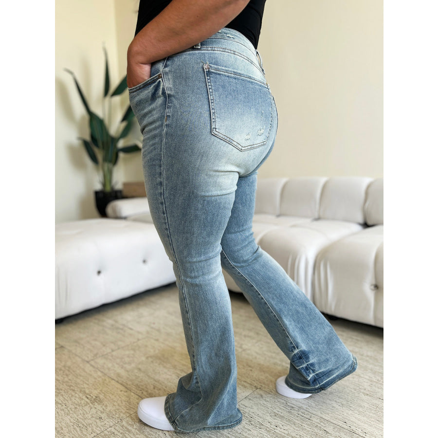 Judy Blue Full Size High Waist Flare Jeans Apparel and Accessories