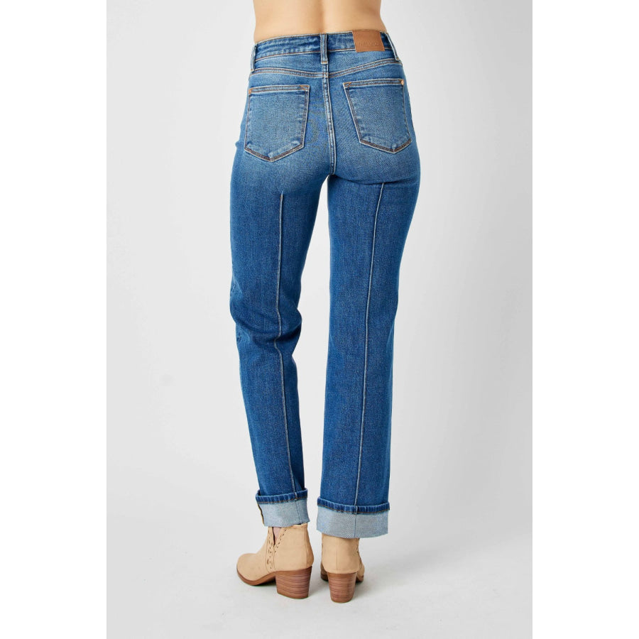 Judy Blue Full Size High Waist Front Seam Detail Straight Jeans Medium / 0/24 Apparel and Accessories