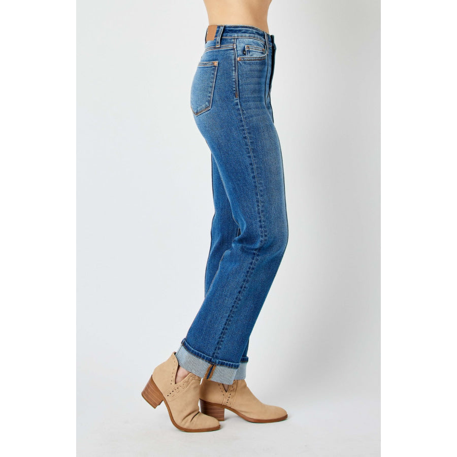 Judy Blue Full Size High Waist Front Seam Detail Straight Jeans Apparel and Accessories