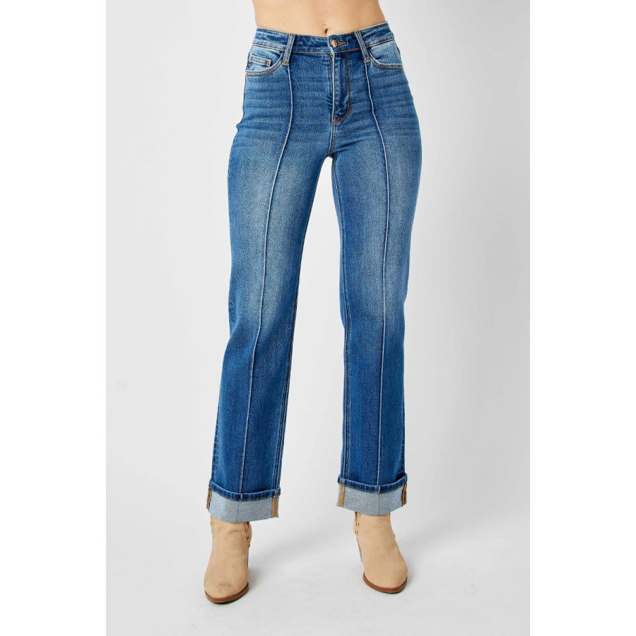 Judy Blue Full Size High Waist Front Seam Detail Straight Jeans Apparel and Accessories