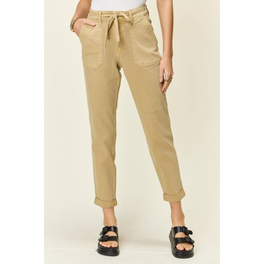 Judy Blue Full Size High Waist Jogger Jeans Khaki / Apparel and Accessories