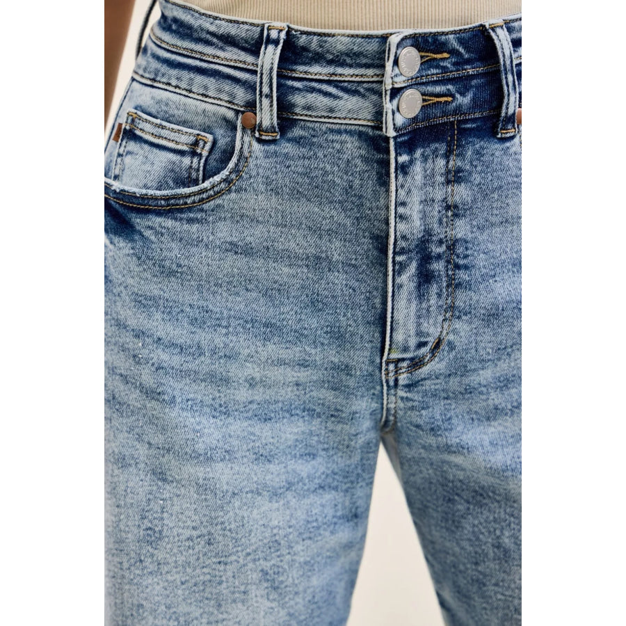 Judy Blue Full Size High Waist Marlow Arc Leg Jeans with Double Waistband Plus Size Apparel and Accessories