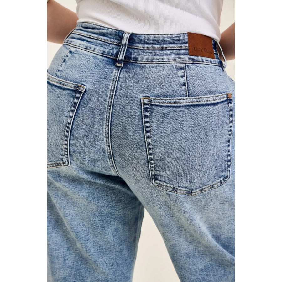 Judy Blue Full Size High Waist Marlow Arc Leg Jeans with Double Waistband Plus Size Apparel and Accessories