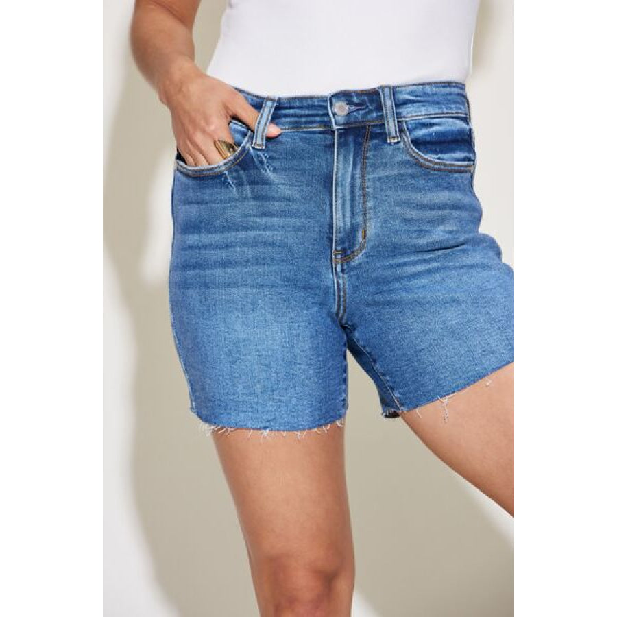 Judy Blue Full Size High Waist Slim Denim Shorts Apparel and Accessories