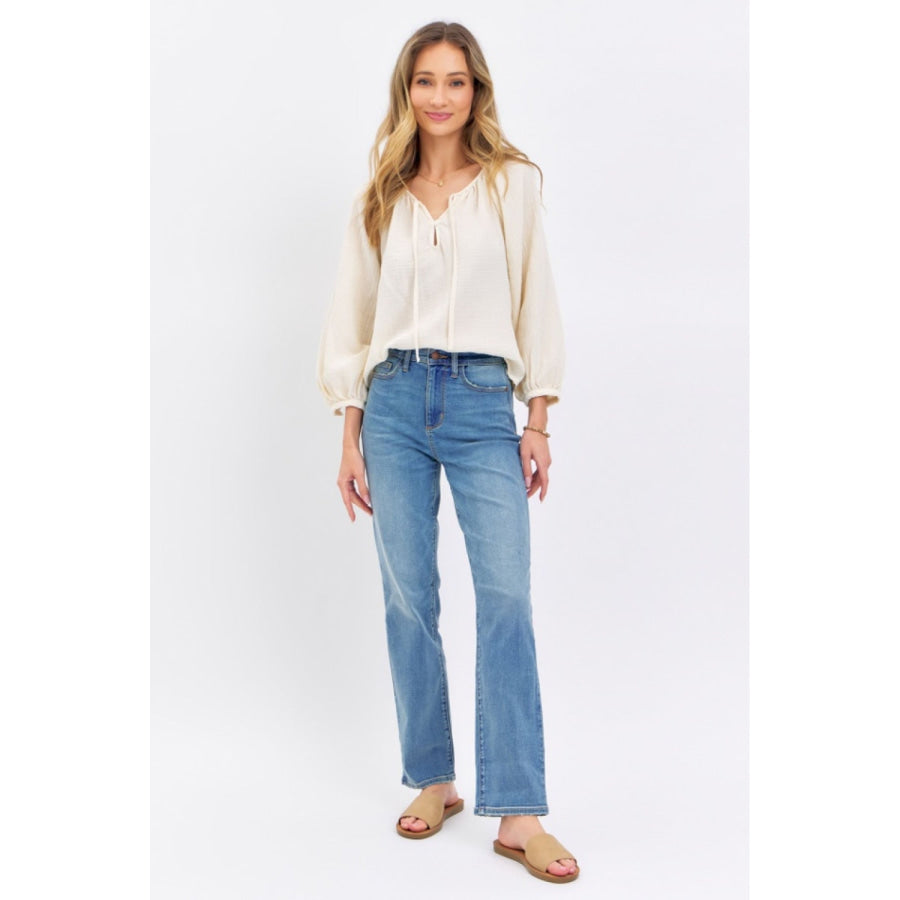 Judy Blue Full Size High Waist Straight Jeans Apparel and Accessories