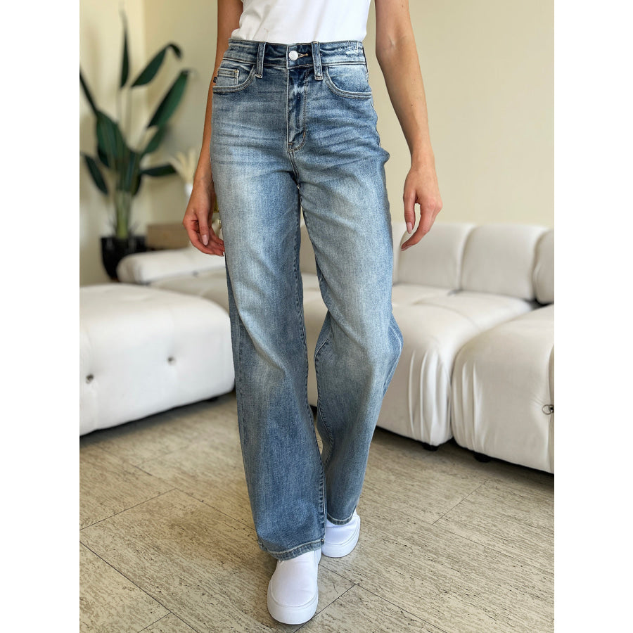 Judy Blue Full Size High Waist Straight Jeans Light / 0/24 Apparel and Accessories