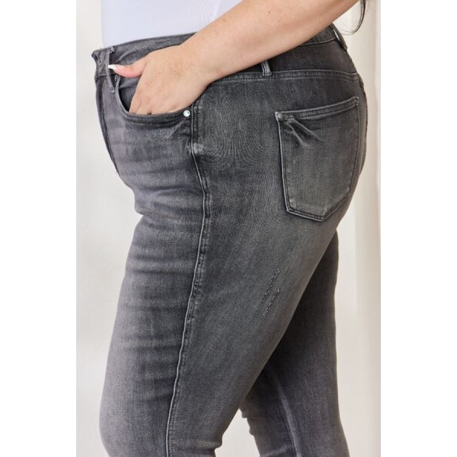 Judy Blue Full Size High Waist Tummy Control Release Hem Skinny Jeans Clothing