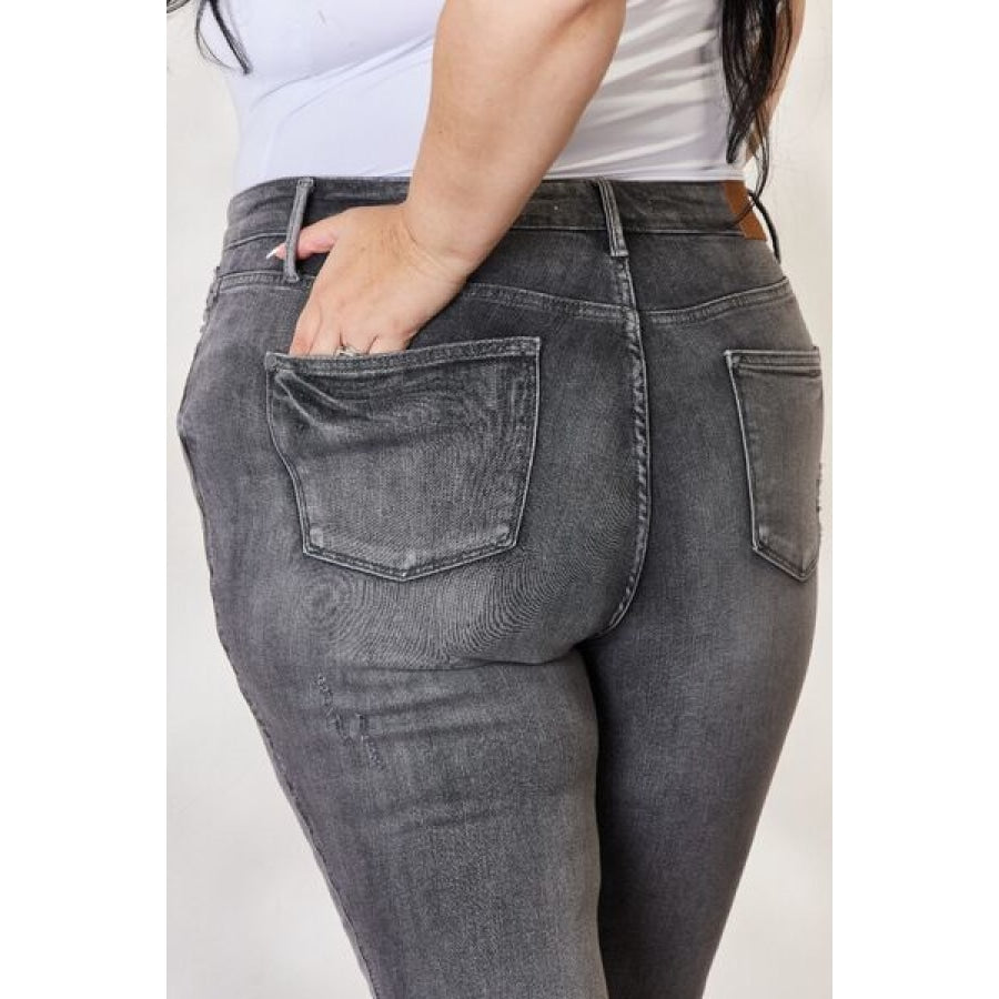 Judy Blue Full Size High Waist Tummy Control Release Hem Skinny Jeans Clothing