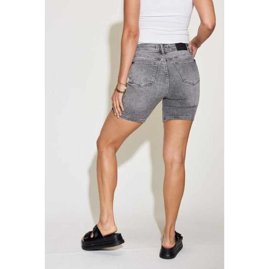 Judy Blue Full Size High Waist Washed Denim Shorts GREY / S Apparel and Accessories