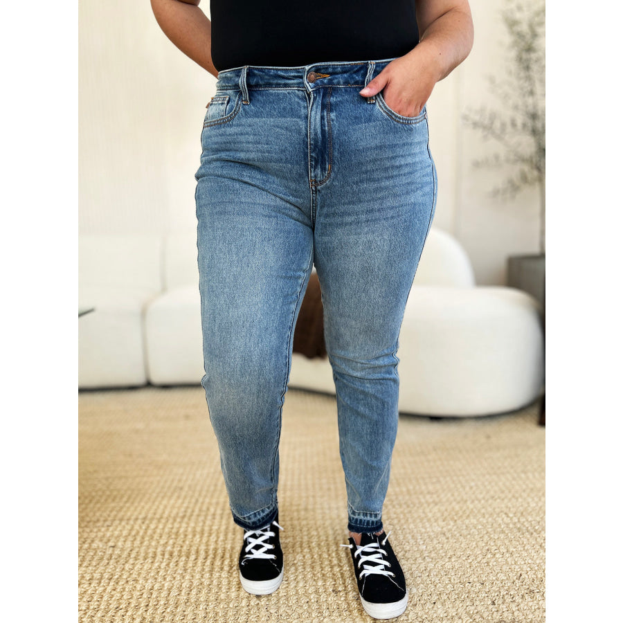 Judy Blue Full Size Mid Rise Rigid Magic Release Hem Jeans Medium / 0/24 Apparel and Accessories