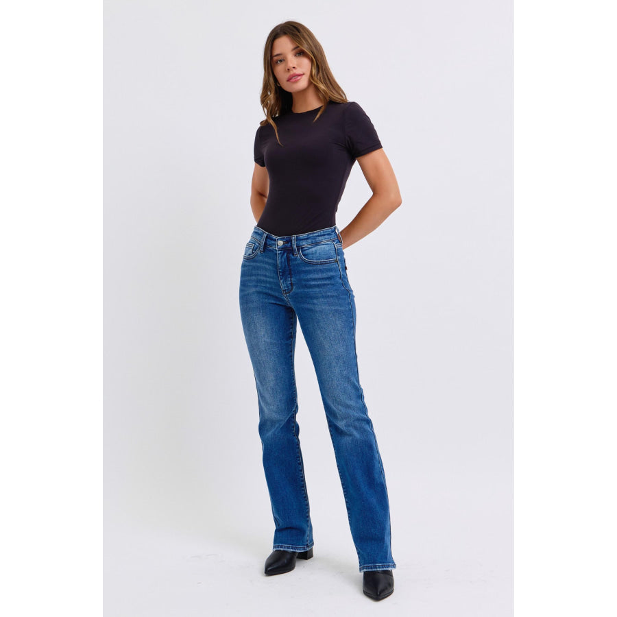 Judy Blue Full Size Run Mid-Rise Bootcut Jeans with Thermal Lining Apparel and Accessories