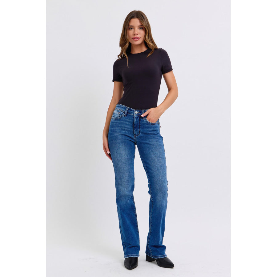 Judy Blue Full Size Run Mid-Rise Bootcut Jeans with Thermal Lining Apparel and Accessories