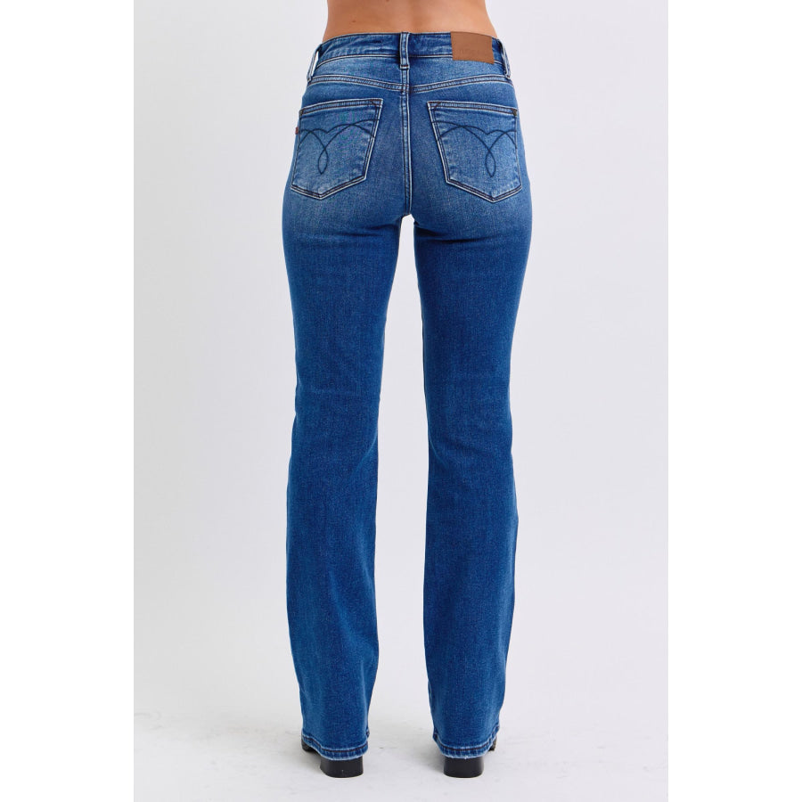Judy Blue Full Size Run Mid-Rise Bootcut Jeans with Thermal Lining Dark / 0(24) Apparel and Accessories