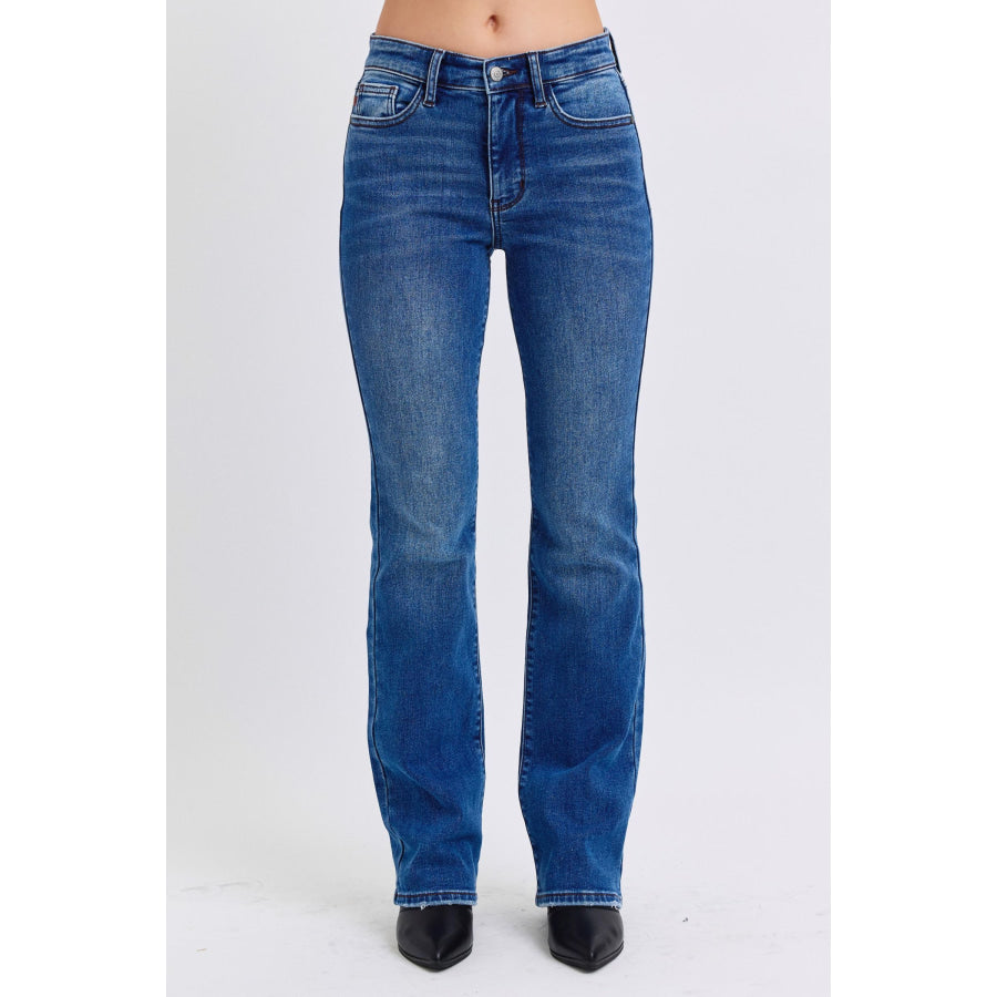 Judy Blue Full Size Run Mid-Rise Bootcut Jeans with Thermal Lining Dark / 0(24) Apparel and Accessories