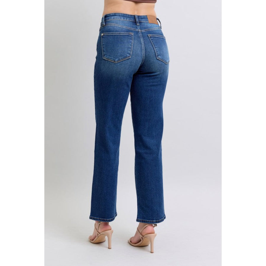 Judy Blue Full Size Side Seam Detail Straight Jeans with Pockets Apparel and Accessories