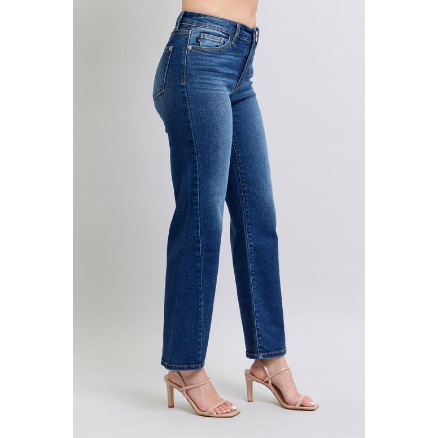 Judy Blue Full Size Side Seam Detail Straight Jeans with Pockets Apparel and Accessories