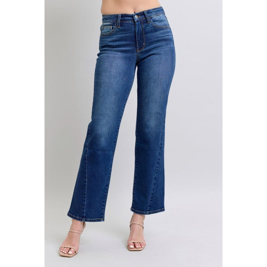 Judy Blue Full Size Side Seam Detail Straight Jeans with Pockets Medium / 0(24) Apparel and Accessories