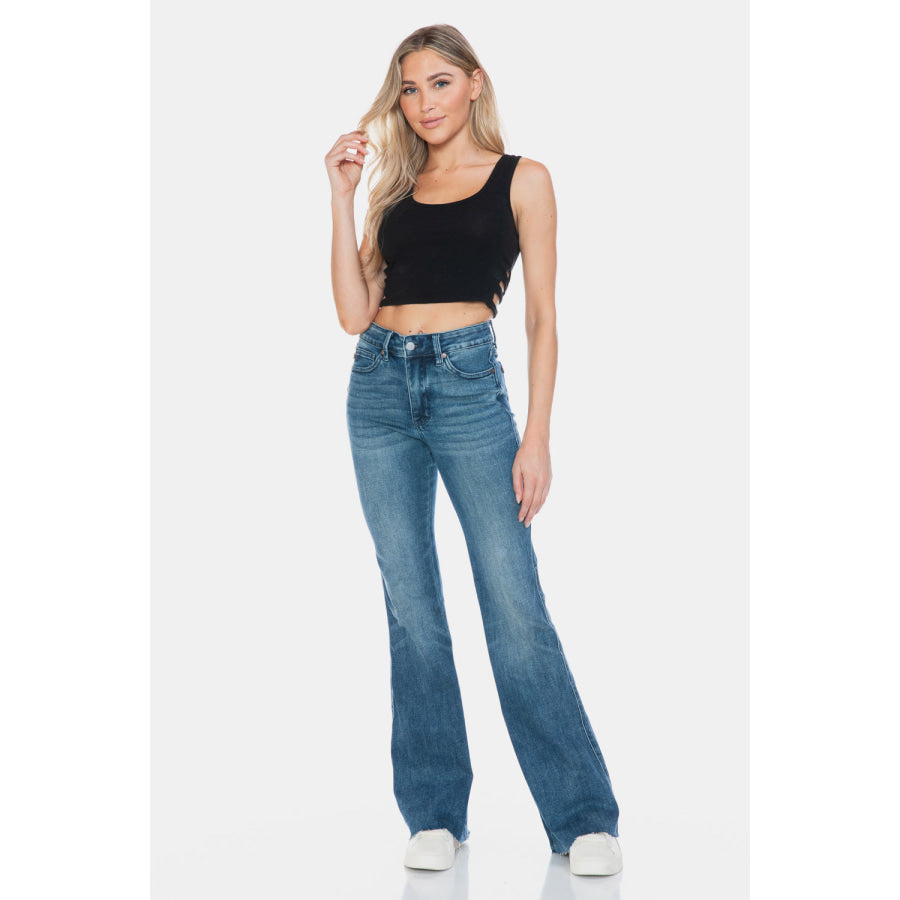 Judy Blue Full Size Tummy Control Cut Hem Flare Jeans Medium / 0/24 Apparel and Accessories