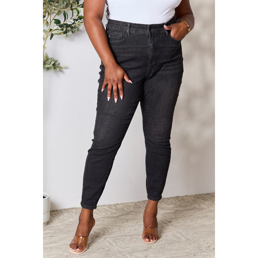 Judy Blue Full Size Tummy Control High Waist Denim Jeans Black / 0(24) Apparel and Accessories