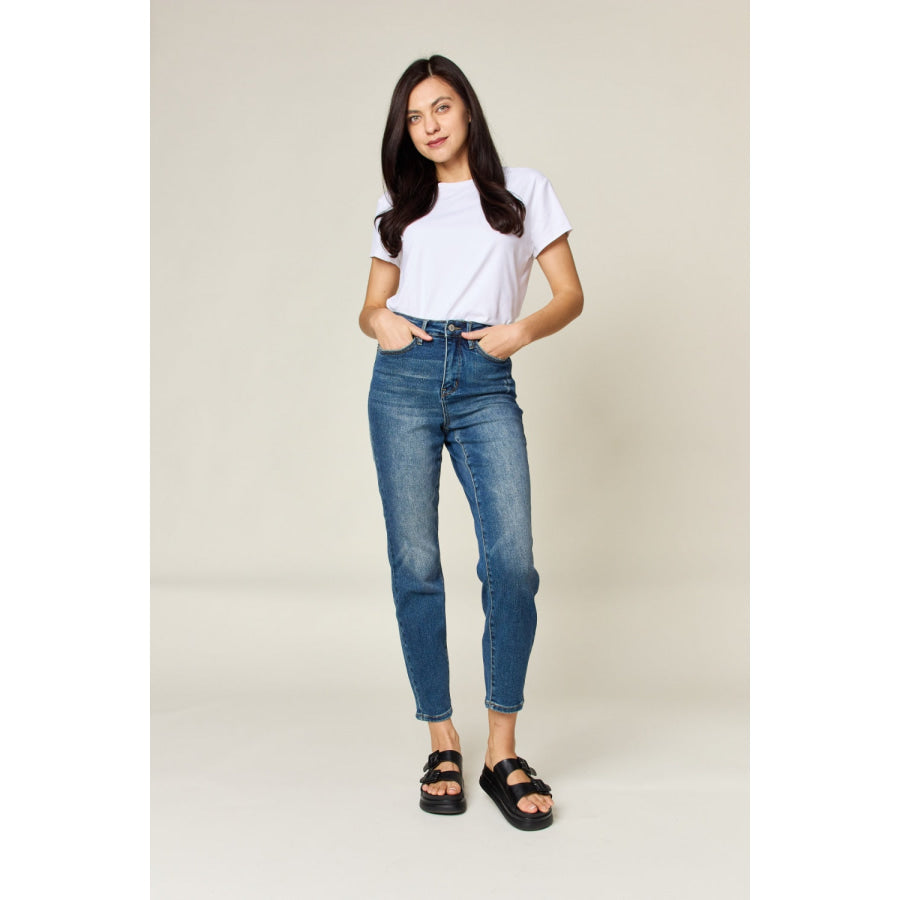 Judy Blue Full Size Tummy Control High Waist Slim Jeans Apparel and Accessories