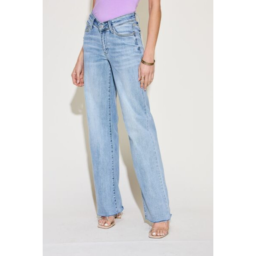 Judy Blue Full Size V Front Waistband Straight Jeans Apparel and Accessories