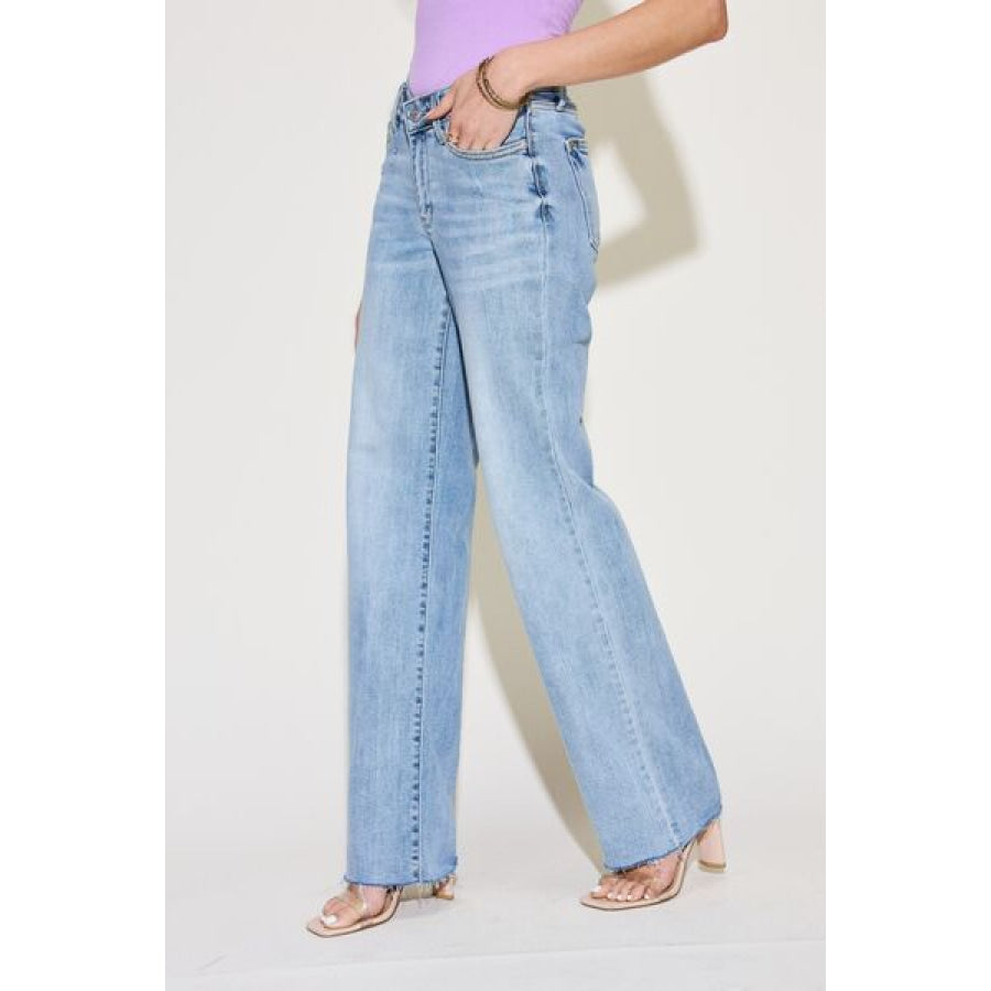 Judy Blue Full Size V Front Waistband Straight Jeans Apparel and Accessories