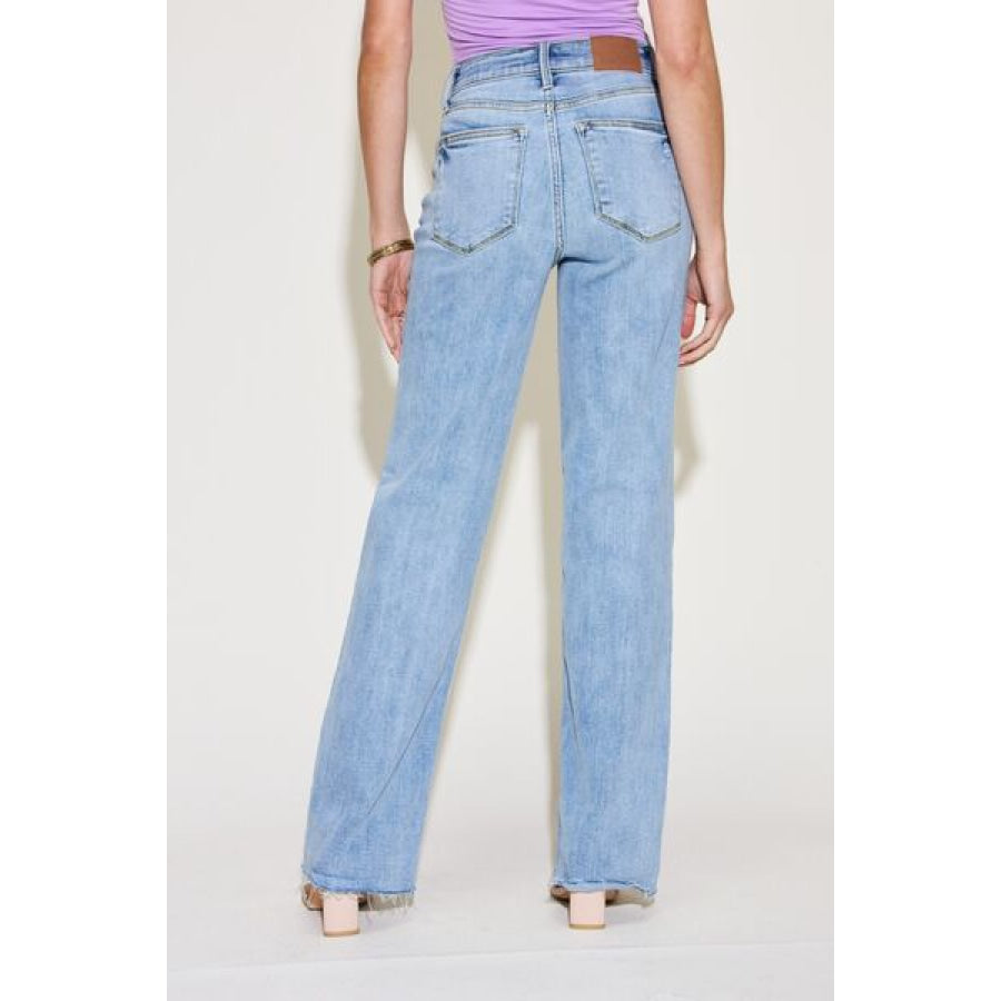 Judy Blue Full Size V Front Waistband Straight Jeans Light / Apparel and Accessories