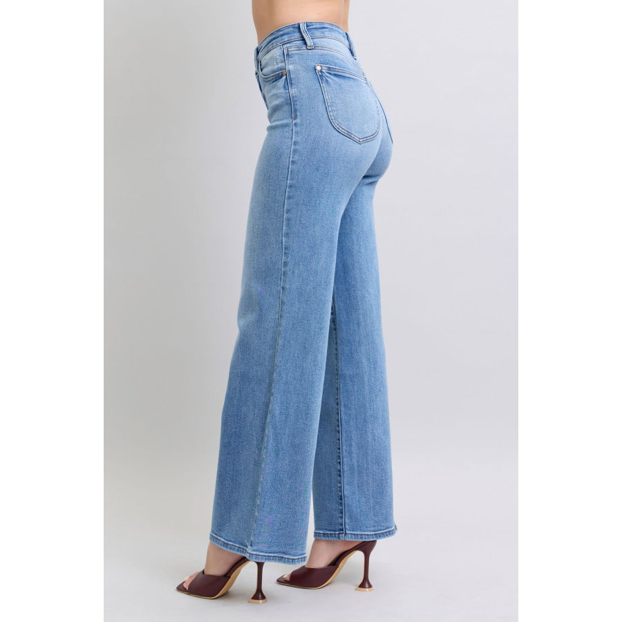 Judy Blue Full Size Wide Leg Jeans with Pockets Apparel and Accessories