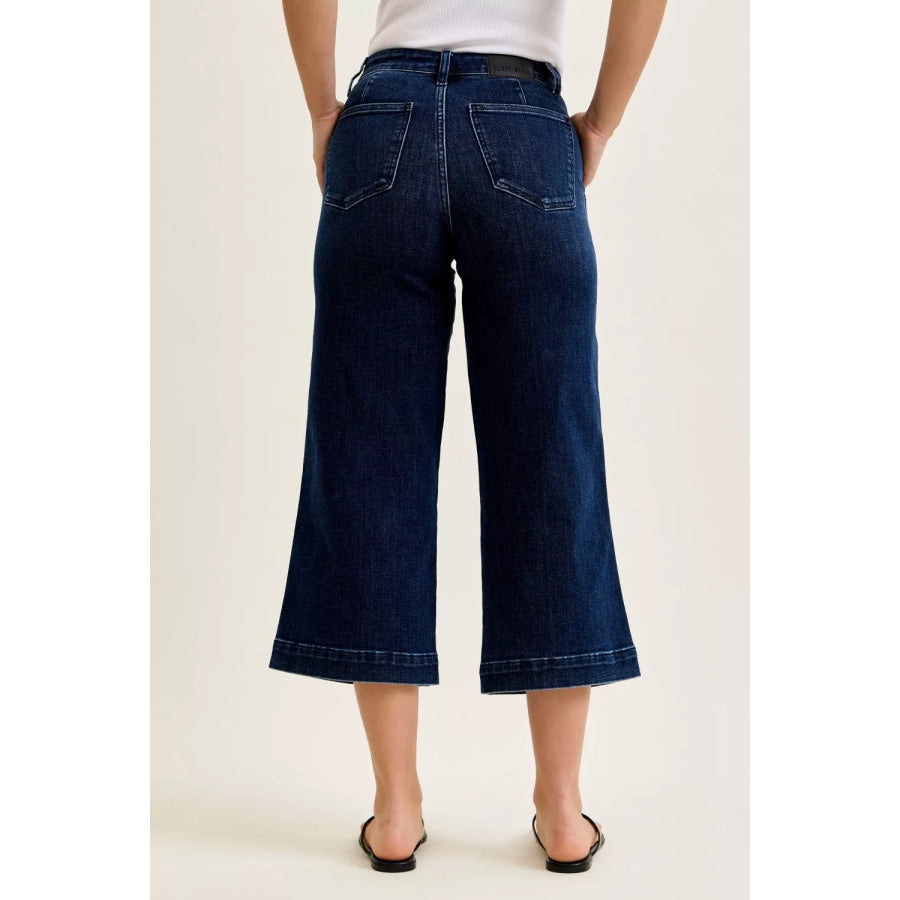 Judy Blue High Waist Ankle Wide Jeans Apparel and Accessories