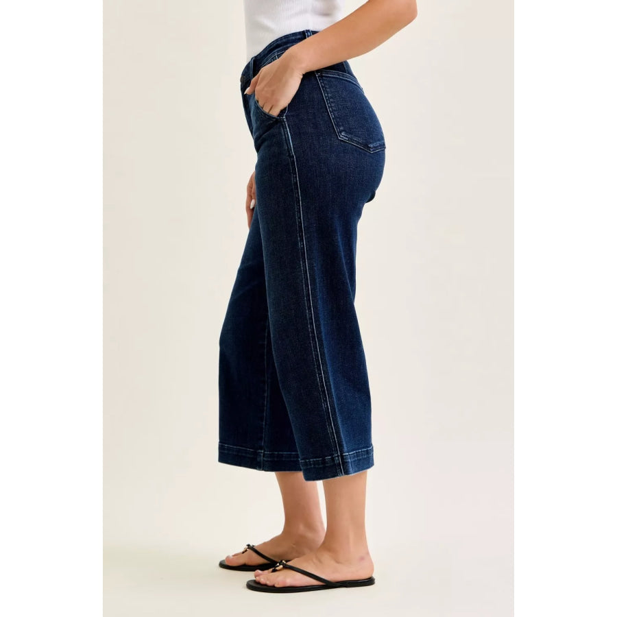 Judy Blue High Waist Ankle Wide Jeans Apparel and Accessories