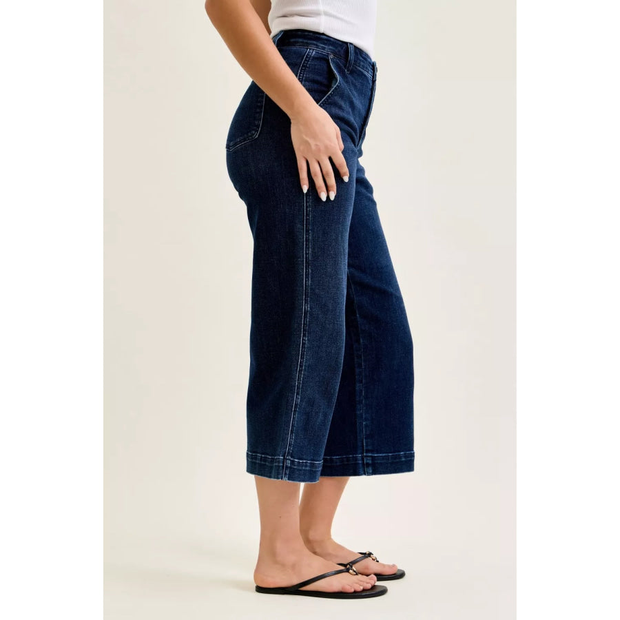 Judy Blue High Waist Ankle Wide Jeans Apparel and Accessories