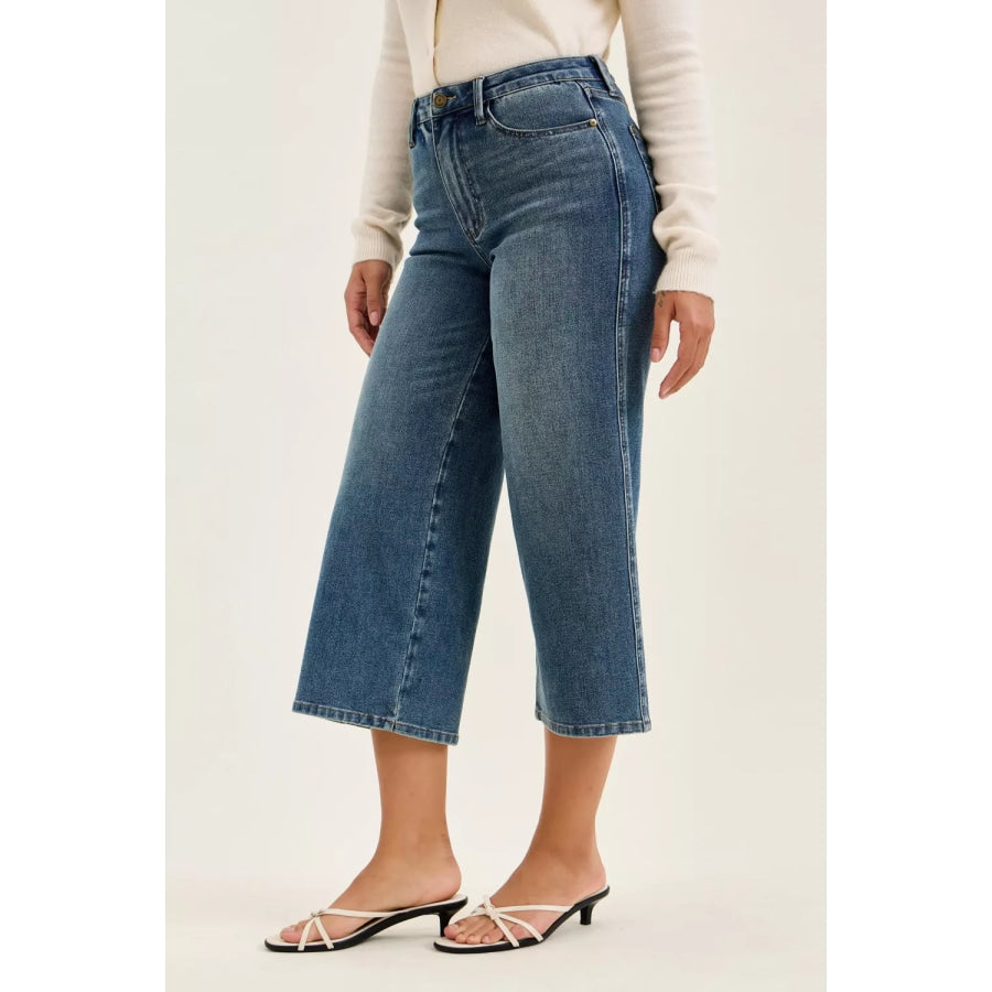 Judy Blue High Waist ’Dottie’ Wide Crop Md Quarry Fade Jeans Apparel and Accessories