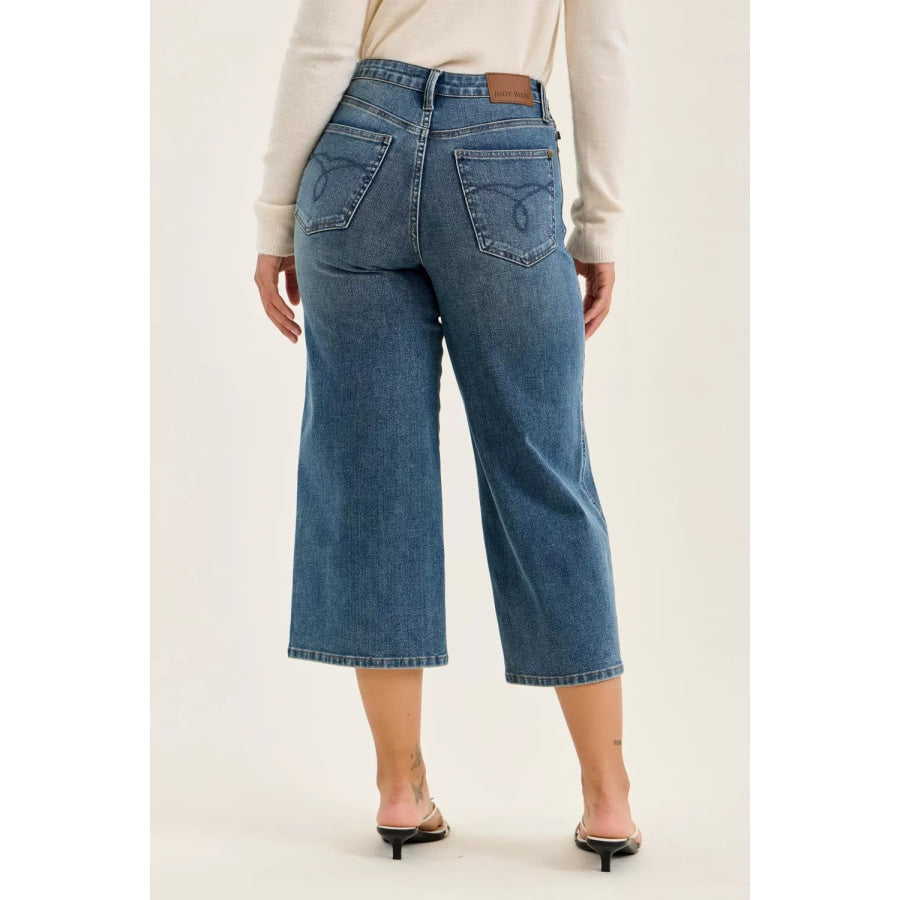Judy Blue High Waist ’Dottie’ Wide Crop Md Quarry Fade Jeans Apparel and Accessories