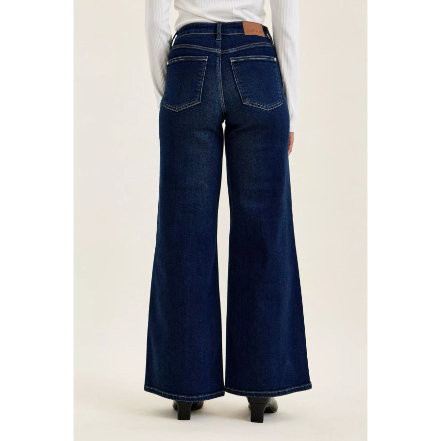 Judy Blue High-Waisted Wide-Leg Dark Wash Jeans Apparel and Accessories