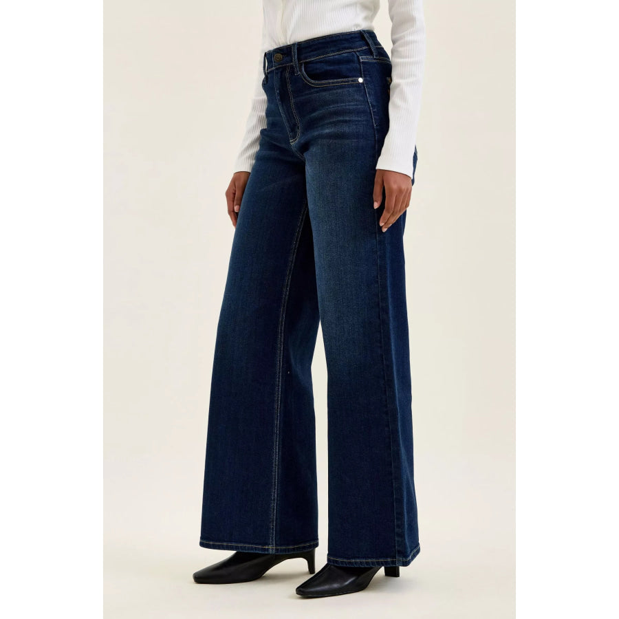 Judy Blue High-Waisted Wide-Leg Dark Wash Jeans Apparel and Accessories
