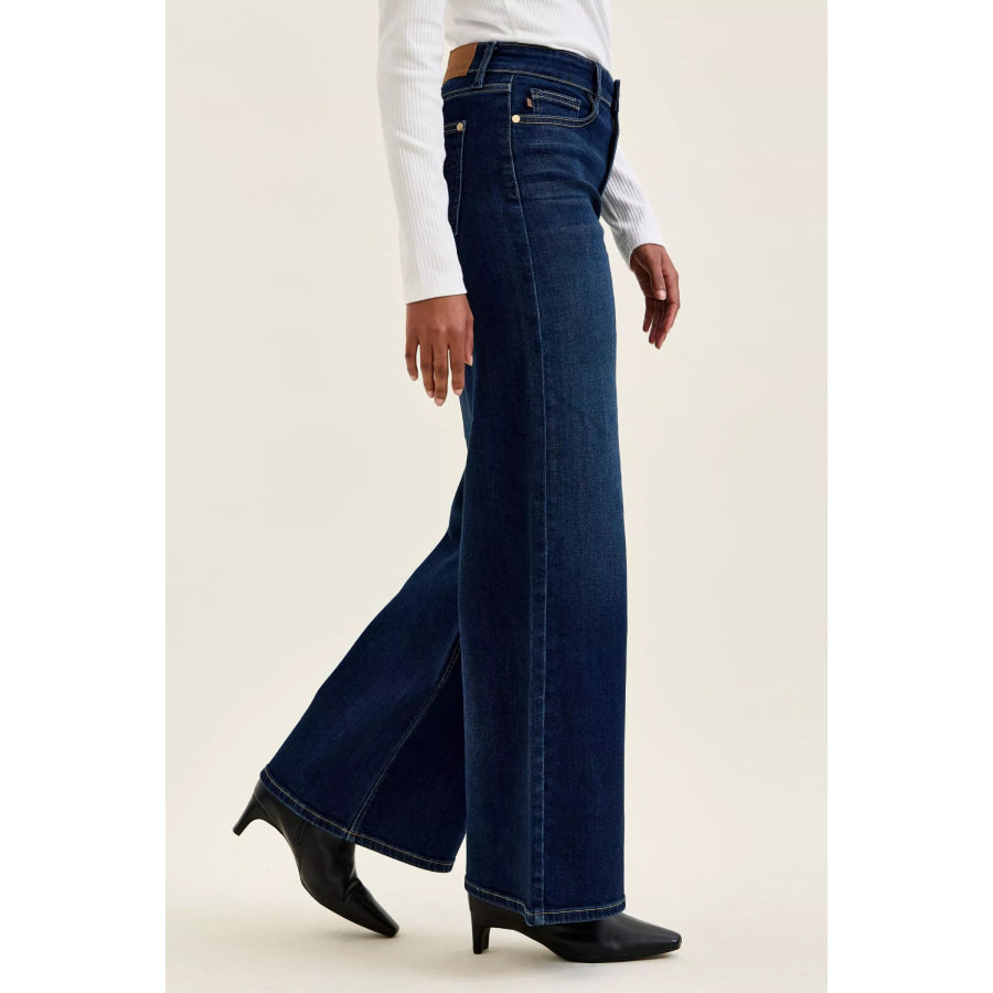 Judy Blue High-Waisted Wide-Leg Dark Wash Jeans DK / 0(24) Apparel and Accessories