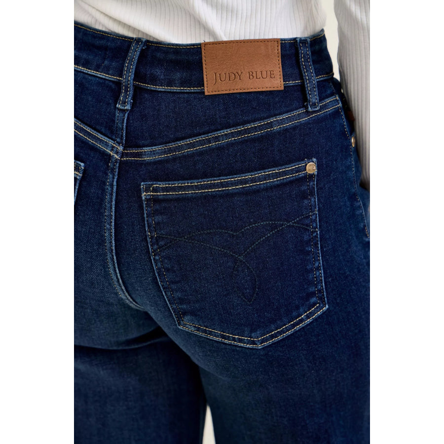 Judy Blue High-Waisted Wide-Leg Dark Wash Jeans Apparel and Accessories