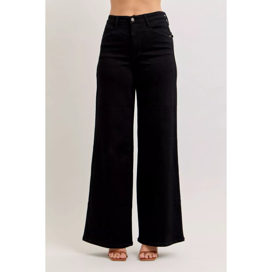 Judy Blue High-Waisted Wide Leg Jeans BK / 0(24) Apparel and Accessories